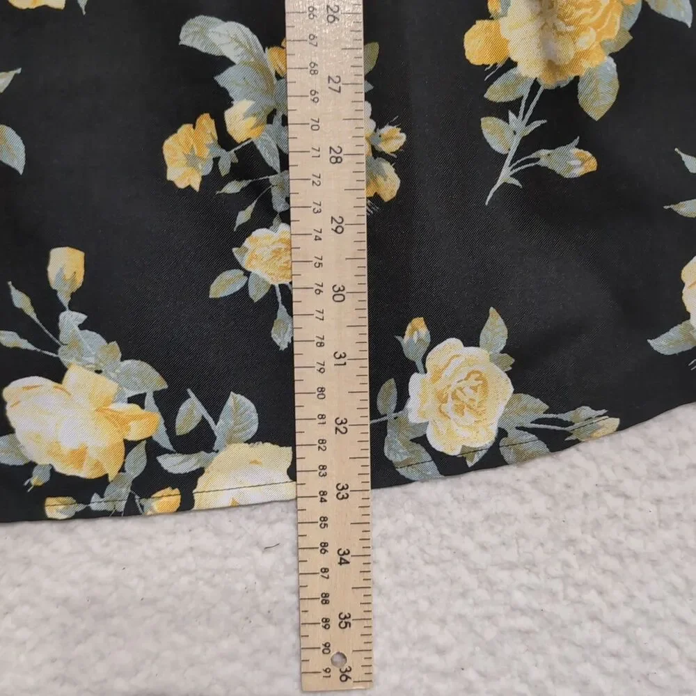 Indulge Black Yellow Floral Baby Doll Blouse Top Dress Size XL Square Neckline